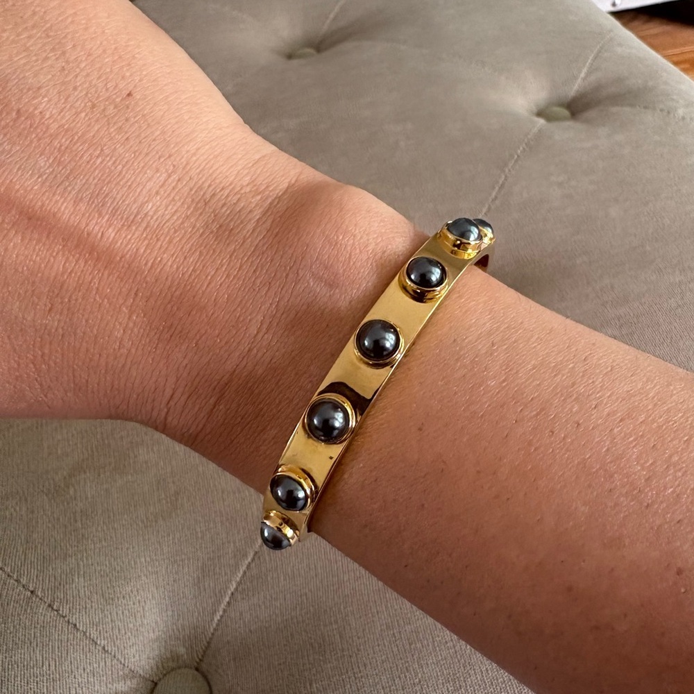 Kate Spade Gold Bangle Cuff bracelet with Black Accents